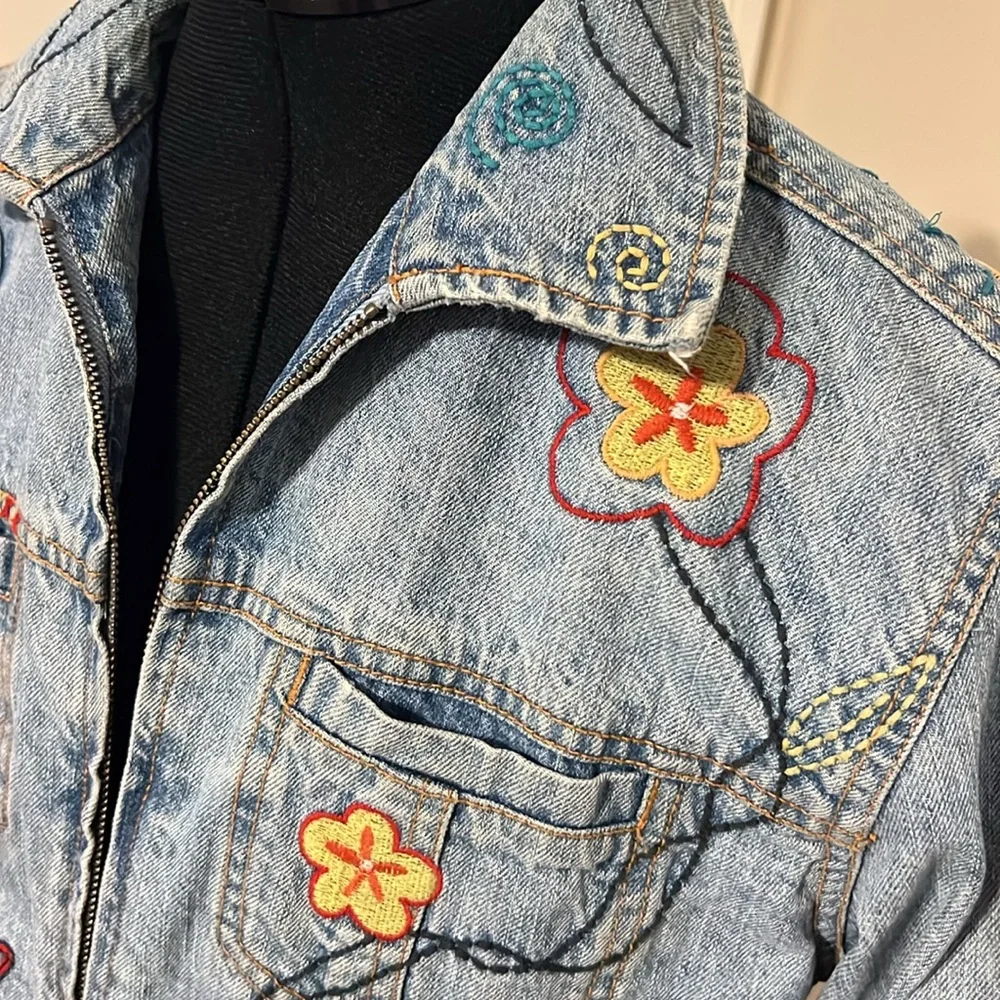 CHICO’S Denim Jean Jacket Love Dream Peace - Picture 2 of 10
